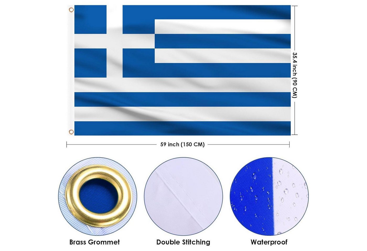 LuxusKollektion Flagge Flagge Griechenland 90x150cm Messingösen 1 Stück Griechenland Flagge Bild 3