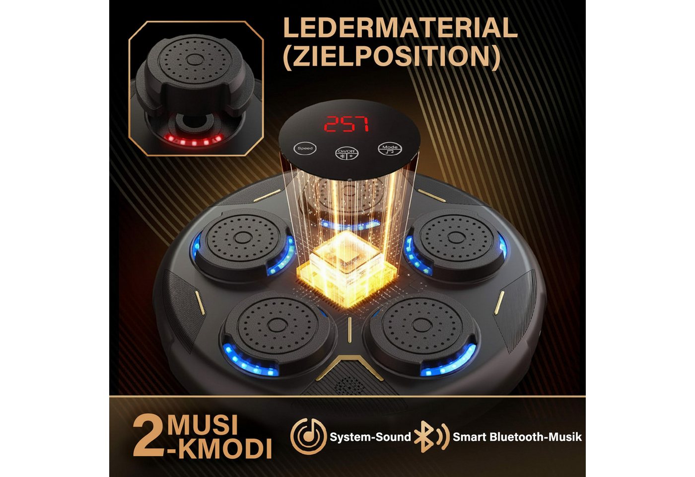 MOPUEA Boxstation Wandmontierte LED Boxmaschine Wand Boxtrainingsgerät Musik-Boxmaschine (mit Bluetooth, Musik & Licht, 1-tlg), Intelligentes Box-Trainingsgerät für die Familie, inkl. Handschuhe Bild 2
