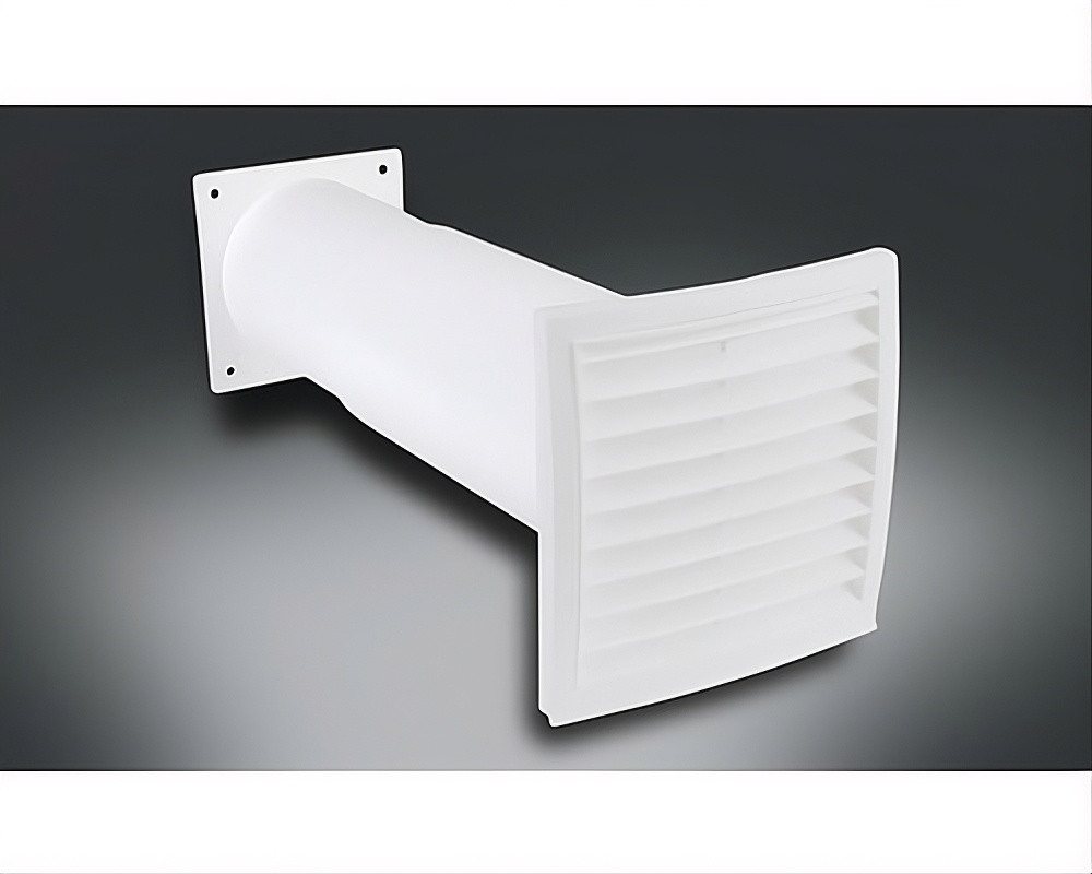 optimAIRo Abluft-Set Teleskop-Mauerkasten Rundanschluss weiß 150 mm - Made in Germany