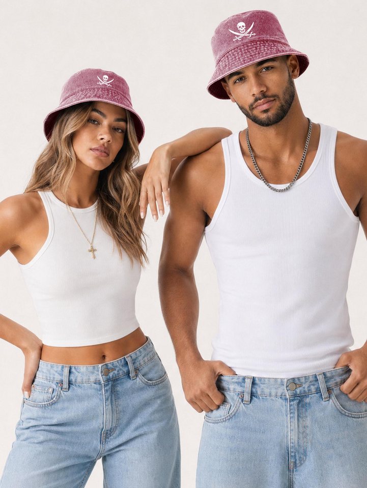 Neverless Fischerhut Anglerhut mit Print Pirate Baumwolle Bucket Hat Herren Damen Bild 2
