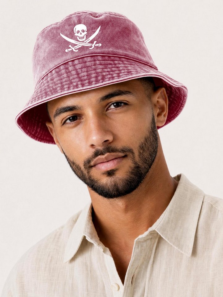 Neverless Fischerhut Anglerhut mit Print Pirate Baumwolle Bucket Hat Herren Damen Bild 3