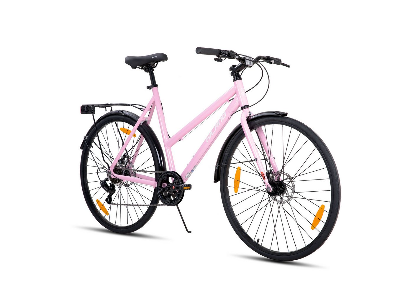 HILAND Cityrad 700C Damen Cityrad Alu 7-Gang Schaltung Scheibenbremsen Pendlerrad, 7-Gang, mit Schutzblechen, Gepäckträger, Mechanische Scheibenbremse Bild 3