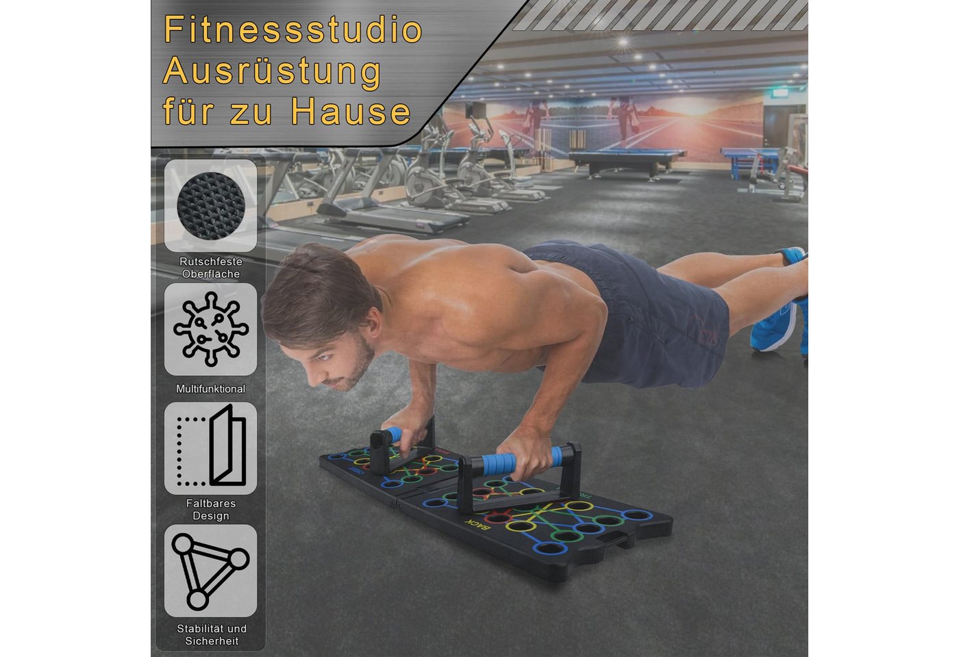 Kityhome Liegestützgriffe Klappbares Push Up Board, 17 Positionen, 300 kg, rutschfest, 17 Griffpositionen,Trainiert Brust, Schultern, Rücken & Trizeps