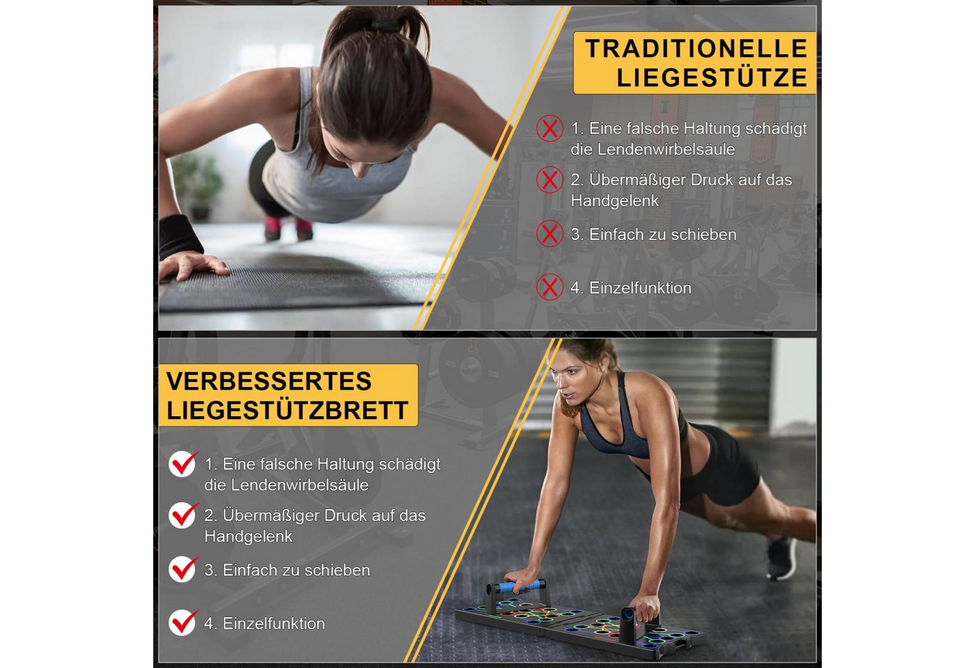 Kityhome Liegestützgriffe Klappbares Push Up Board, 17 Positionen, 300 kg, rutschfest, 17 Griffpositionen,Trainiert Brust, Schultern, Rücken & Trizeps Bild 5