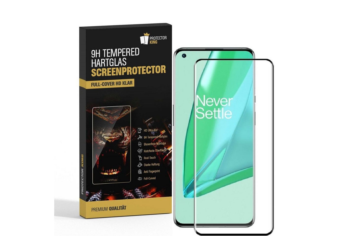 Protectorking Schutzfolie 1x 9H Hartglas für OnePlus 9 Pro FULL CURVED Panzerfolie Displayschutz, (1-Stück), Displayschutzglas, Schutzglas Echtglas Tempered 9H Härte HD-KLAR Bild 3