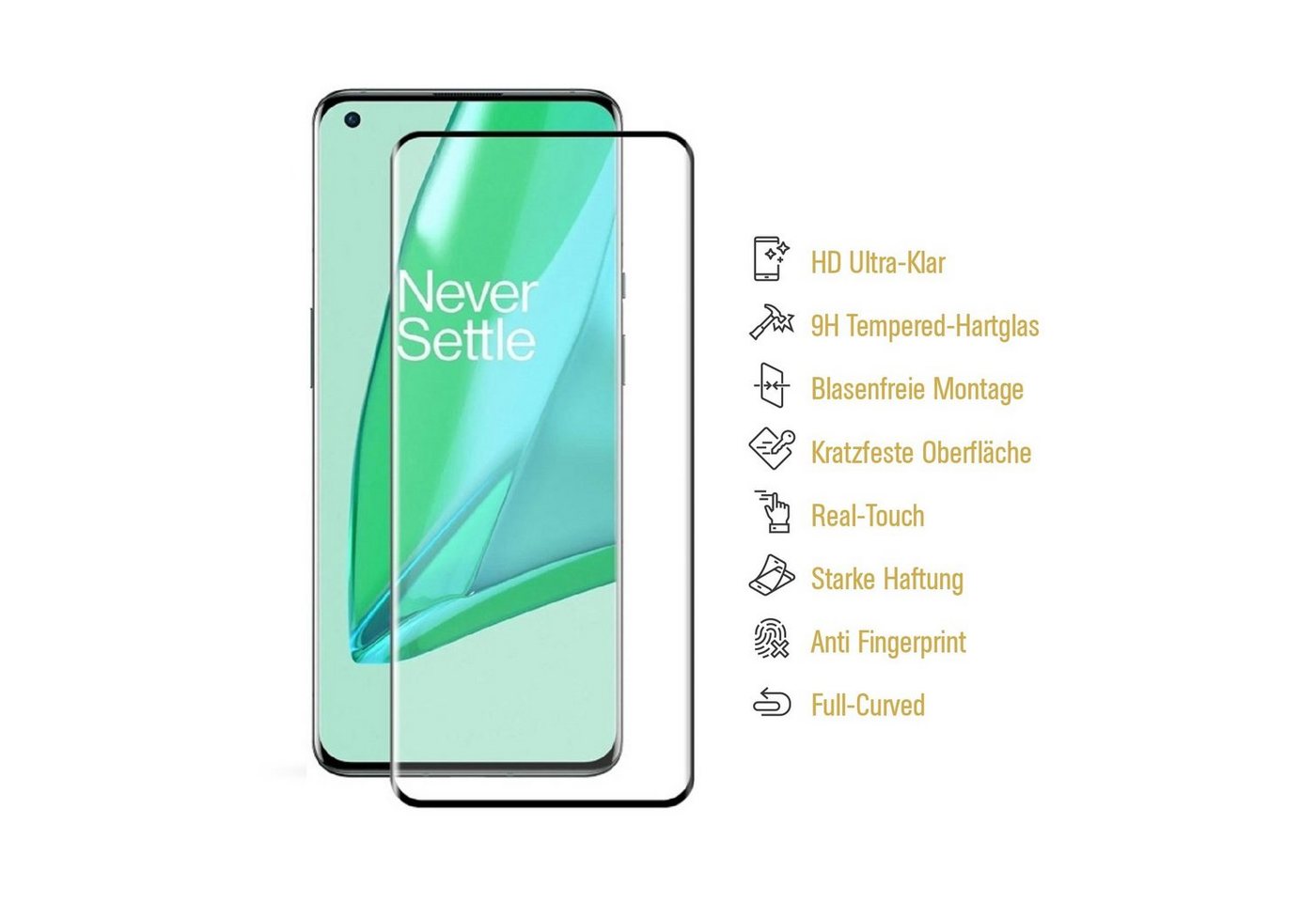 Protectorking Schutzfolie 1x 9H Hartglas für OnePlus 9 Pro FULL CURVED Panzerfolie Displayschutz, (1-Stück), Displayschutzglas, Schutzglas Echtglas Tempered 9H Härte HD-KLAR Bild 4