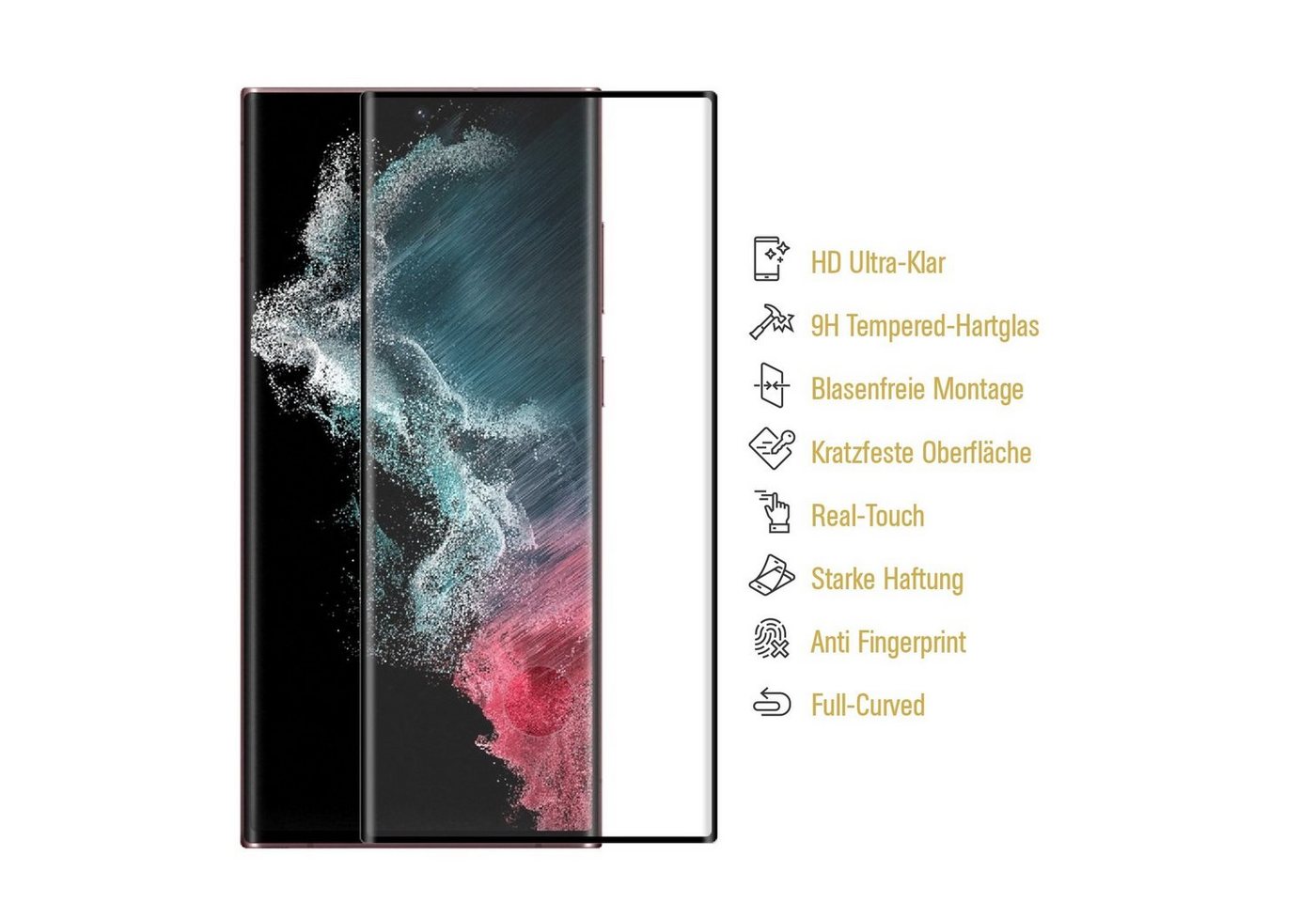 Protectorking Schutzfolie 2x 9H Panzerglas für Samsung Galaxy S23 Ultra, (2-Stück, 1-Set), FULL CURVED 9H Panzerglas HD ULTRA KLAR Bild 3