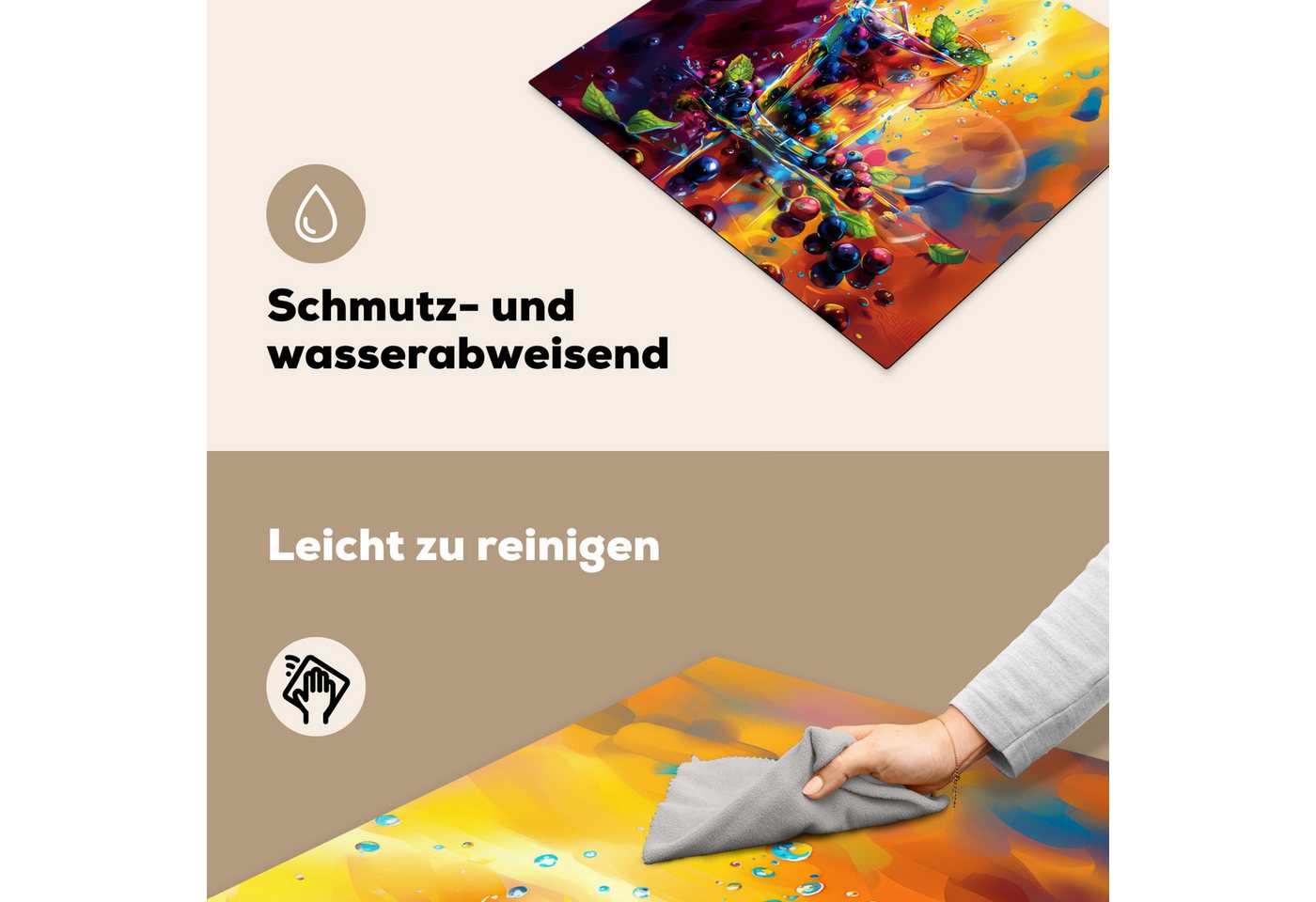 MuchoWow Herd-Abdeckplatte Cocktail - Obst - Farbenfroh - Modern, Vinyl, (1 tlg), Cerankochfeld Abdeckung, Herd Abdeckplatten Vinyl, 58.3x51.3 cm Bild 4