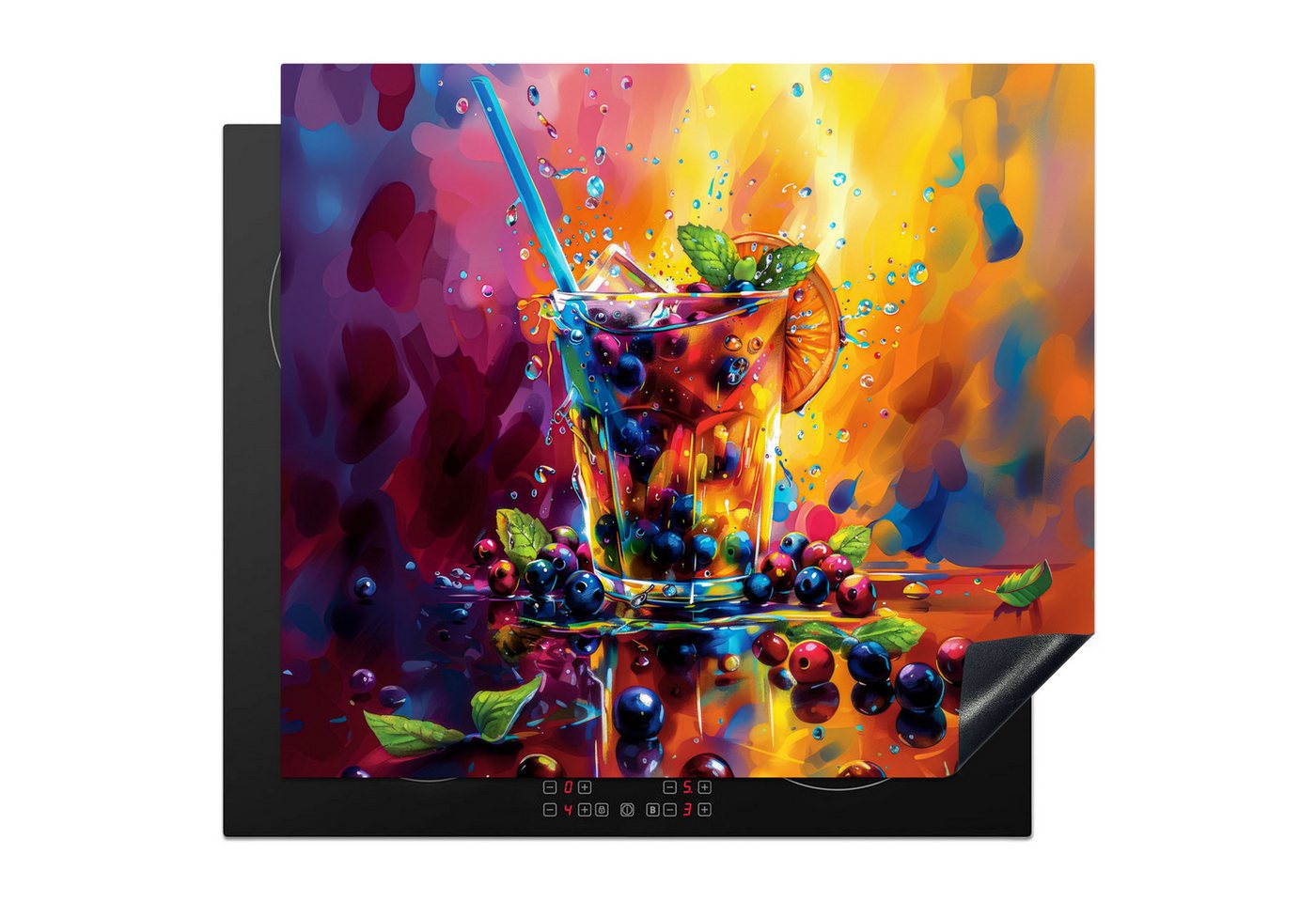 MuchoWow Herd-Abdeckplatte Cocktail - Obst - Farbenfroh - Modern, Vinyl, (1 tlg), Cerankochfeld Abdeckung, Herd Abdeckplatten Vinyl, 58.3x51.3 cm Bild 5