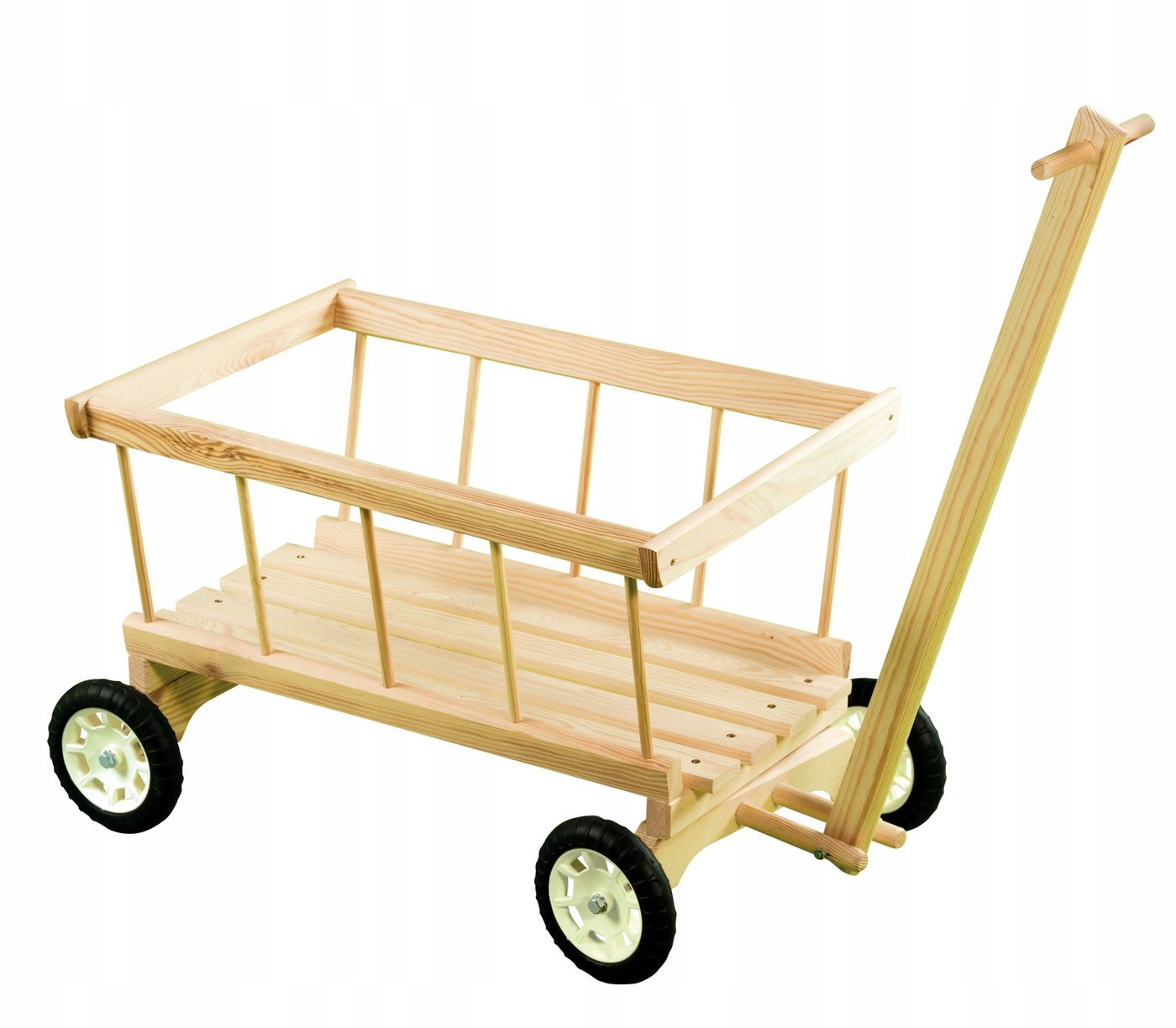 COIL Handwagen Leiterwagen, Spielzeug-Kinderwagen, Handgefertigt aus Holz, (klein/groß), Gartendekorationen, Schwenkbare Vorderrader, Selbstmontage Bild 2