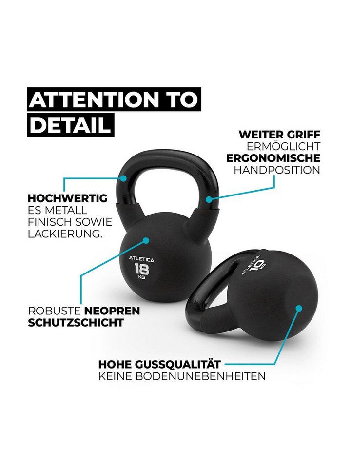 ATLETICA Kettlebell 4kg-32kg, TÜV geprüft auf Schadstoffe Bild 4