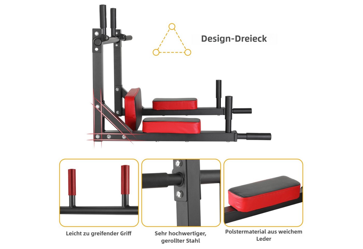 TLGREEN Klimmzugstange zur Wandmontage, Multifunktionale Pull-Up-Bar (Trainingsstange Dip-Station für das Training zu Hause), Power Tower Trainingsgewicht bis zu 200kg Bild 3
