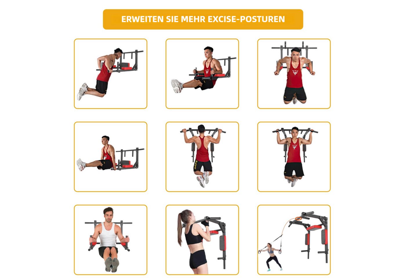 TLGREEN Klimmzugstange zur Wandmontage, Multifunktionale Pull-Up-Bar (Trainingsstange Dip-Station für das Training zu Hause), Power Tower Trainingsgewicht bis zu 200kg Bild 5