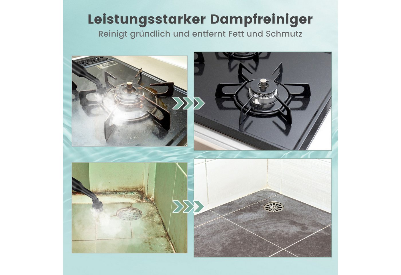 COSTWAY Dampfreiniger, 1400 W, 2 Bar, 125℃, Handgerät mit 14 Zubehörteilen Bild 2