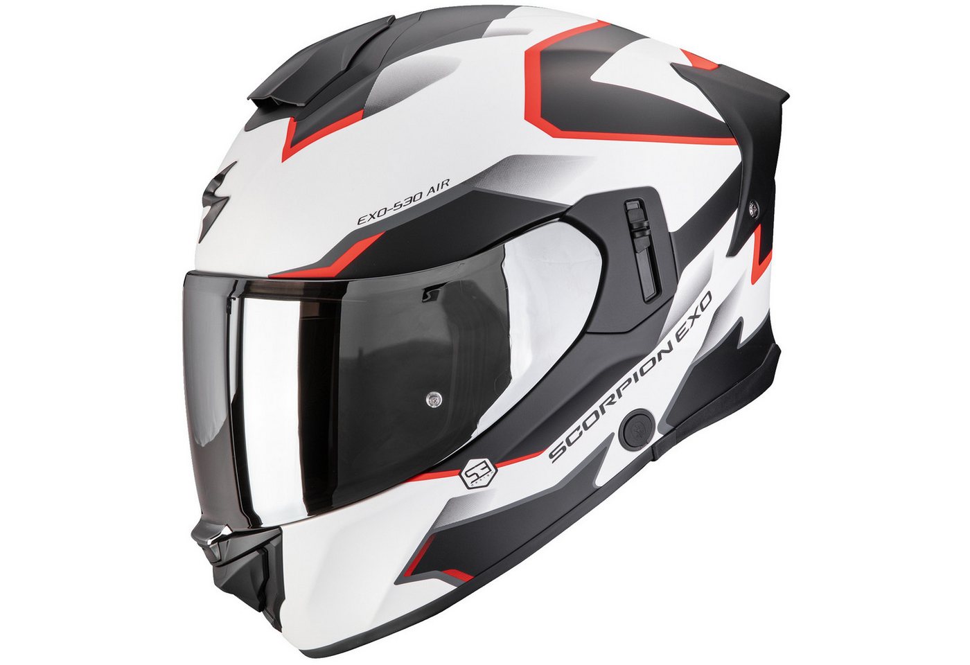 Scorpion Exo Motorradhelm Scorpion EXO-530 Air Clip Integralhelm Matt-Weiß / Schwarz / Rot XXL (1er Set), integralhelm motorrad