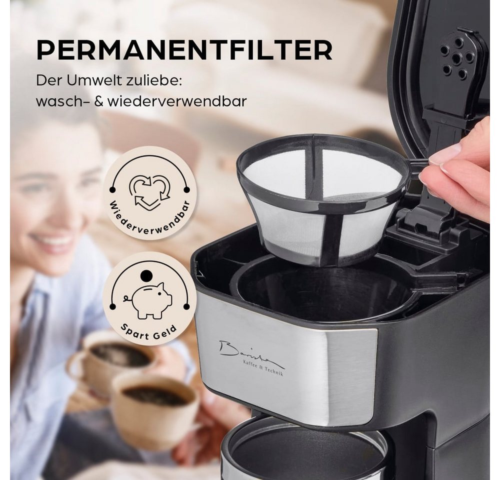 Barista Filterkaffeemaschine Barista Single-Kaffeemaschine 450W schwarz mit To-Go Becher, 0.4l Kaffeekanne, Coffee to go Maschine - tragbare Kaffeemaschine, Reise-Kaffeemaschine