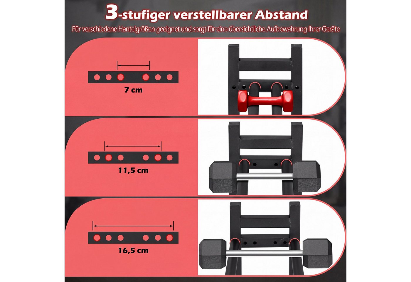 COSTWAY Kurzhantelständer, (1-St), 3-stufiger Hantelständer für Zuhause Gym Bild 3