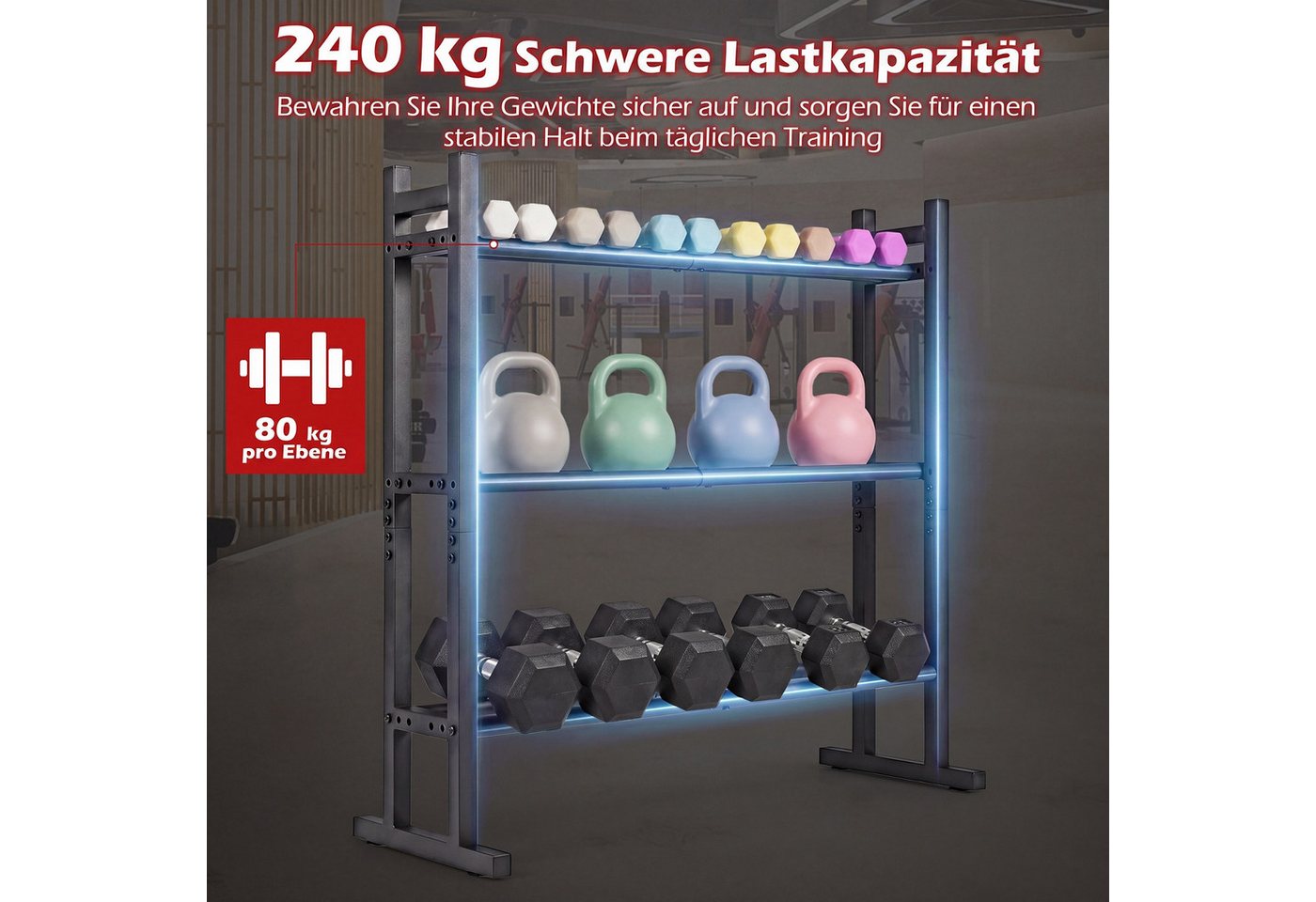 COSTWAY Kurzhantelständer, (1-St), 3-stufiger Hantelständer für Zuhause Gym Bild 4