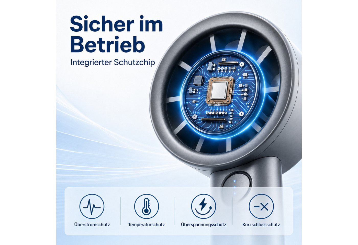 HS.SUPPLY Handventilator Mini Handventilator mit LED-Display, 120 Stufen, USB-aufladbar, Kompakt, tragbar, 120 Stufen, LED-Display, USB-aufladbar