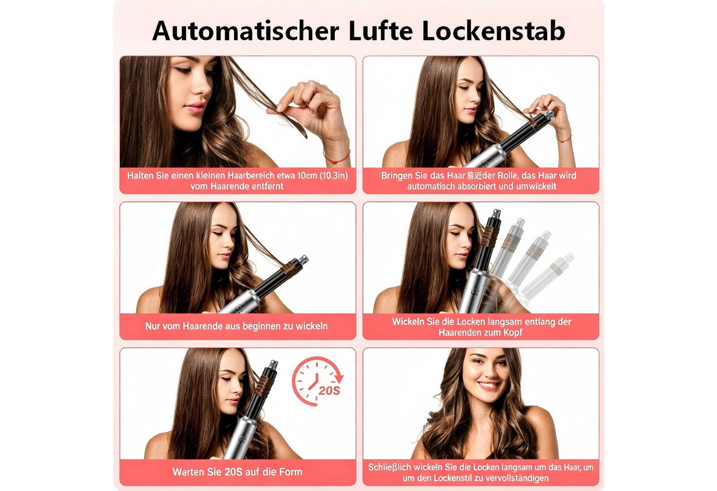 AIBISTAR Multihaarstyler 6-in-1 Haarstyler & Haartrockner,Warmluftbürste Airstyler Set, Ideal für glattes, voluminöses & lockiges Haar Bild 2