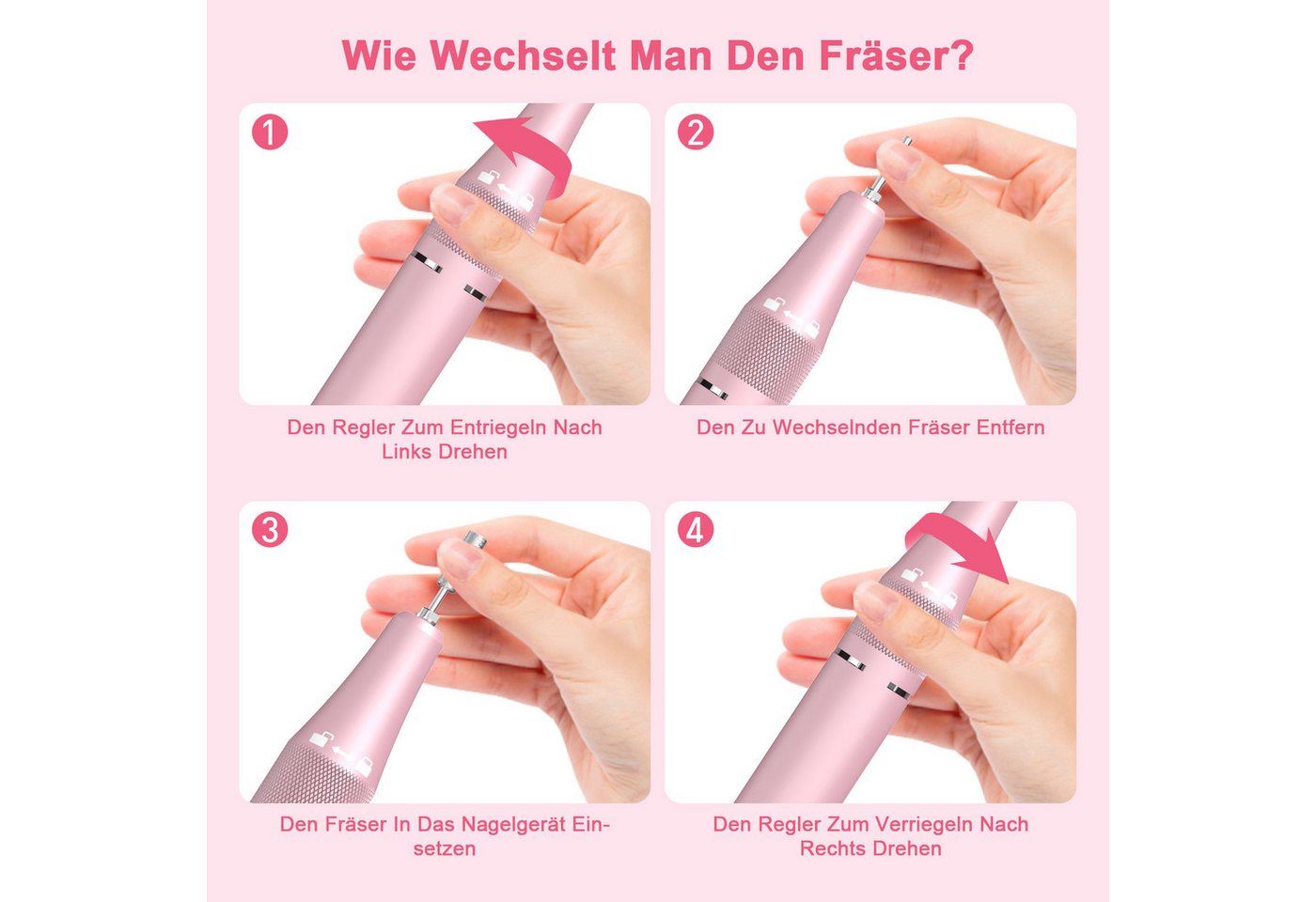 AIMAX Maniküre-Pediküre-Set Maniküre-Pediküre-Set Nagelfräser 40000 U/min, 4000 mAh Bild 2