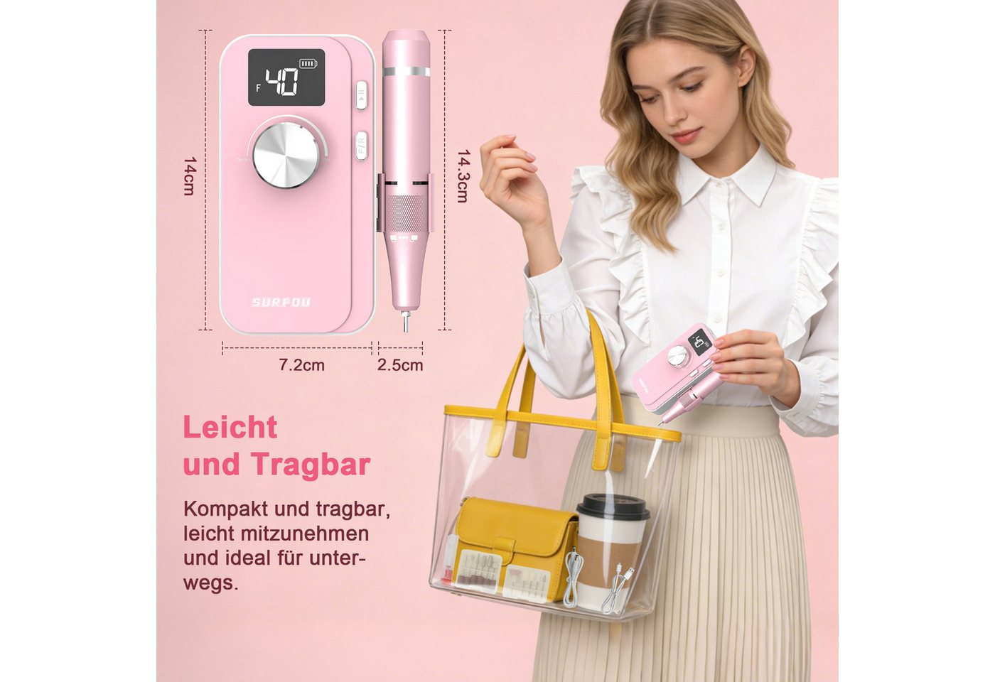 AIMAX Maniküre-Pediküre-Set Maniküre-Pediküre-Set Nagelfräser 40000 U/min, 4000 mAh Bild 4
