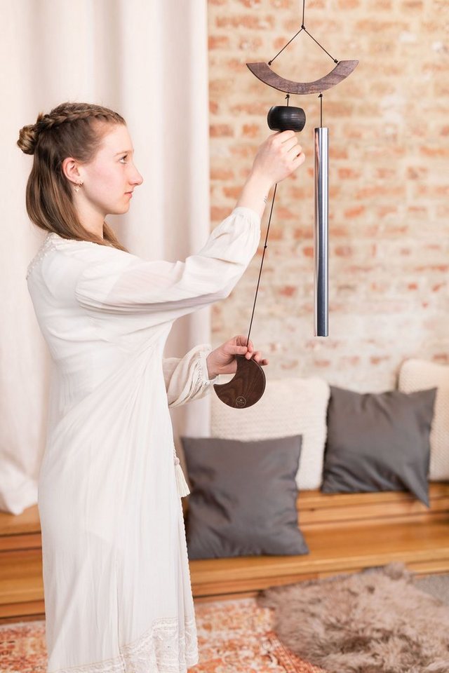 Meinl Sonic Energy Windspiel Moon Meditation Chime (1 Klangstab), Silbernes Aluminium Bild 3