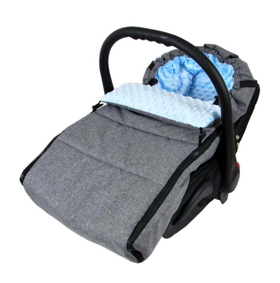 BabyLux Fußsack BABYLUX Fußsack MINKY Kinderwagen Buggy Fleece Babyschale Thermo, Grau + Blau