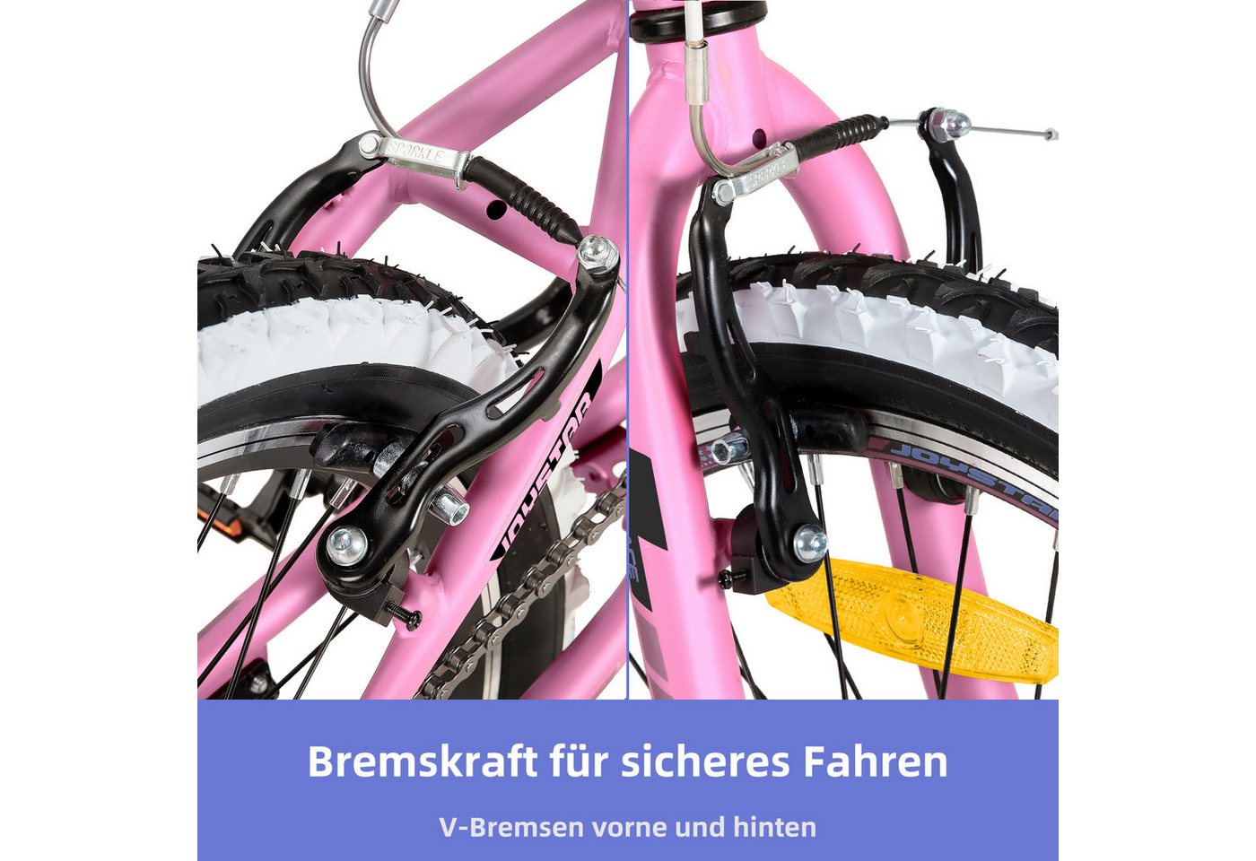 JOYSTAR Kinderfahrrad 20/24 Zoll Kinder‑Mountainbike 5‑16J, Hardtail Geländefahrrad, Hardtail Mountainbike für Kinder mit 1-Gang, Doppel-V-Bremse
