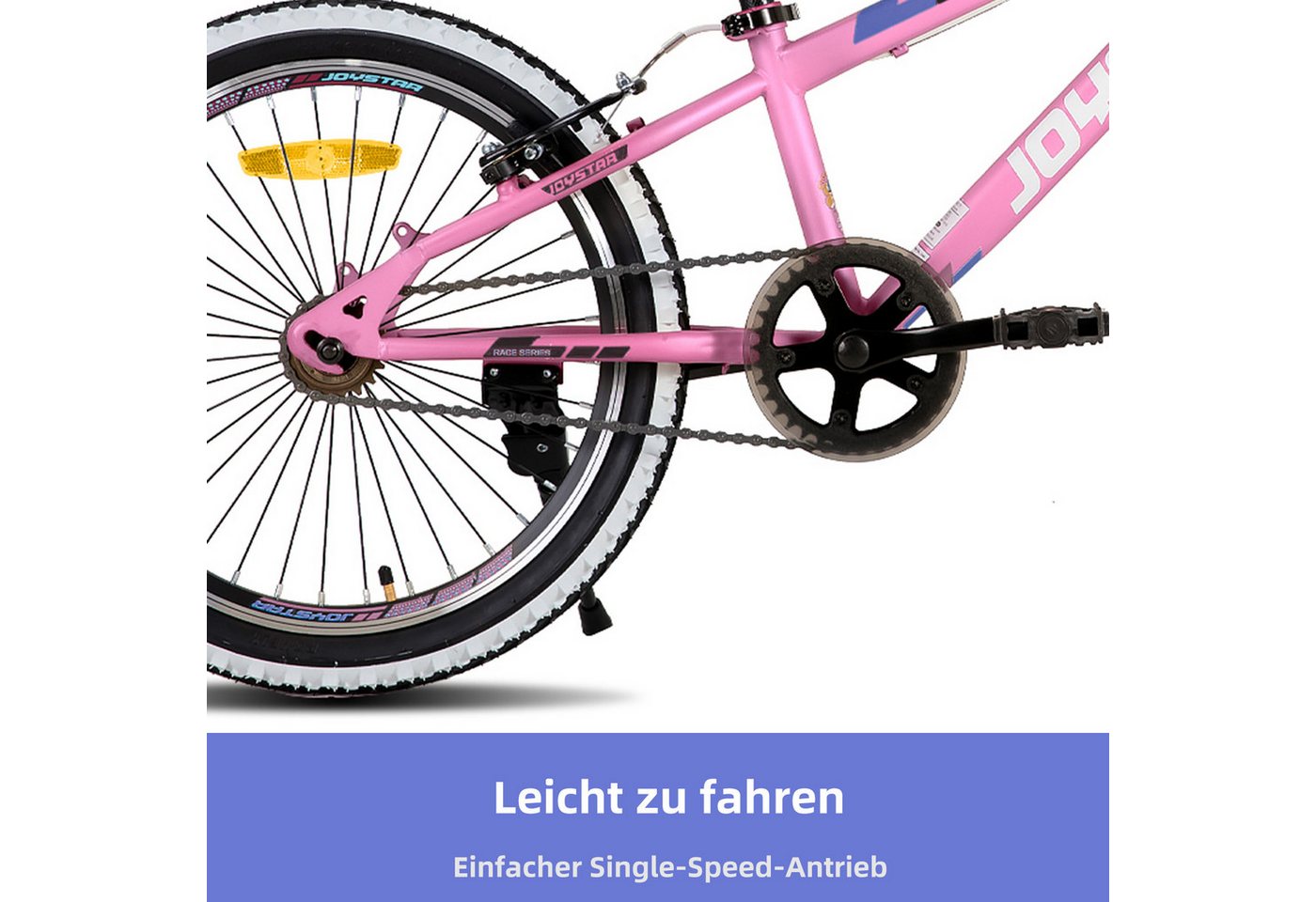 JOYSTAR Kinderfahrrad 20/24 Zoll Kinder‑Mountainbike 5‑16J, Hardtail Geländefahrrad, Hardtail Mountainbike für Kinder mit 1-Gang, Doppel-V-Bremse Bild 5