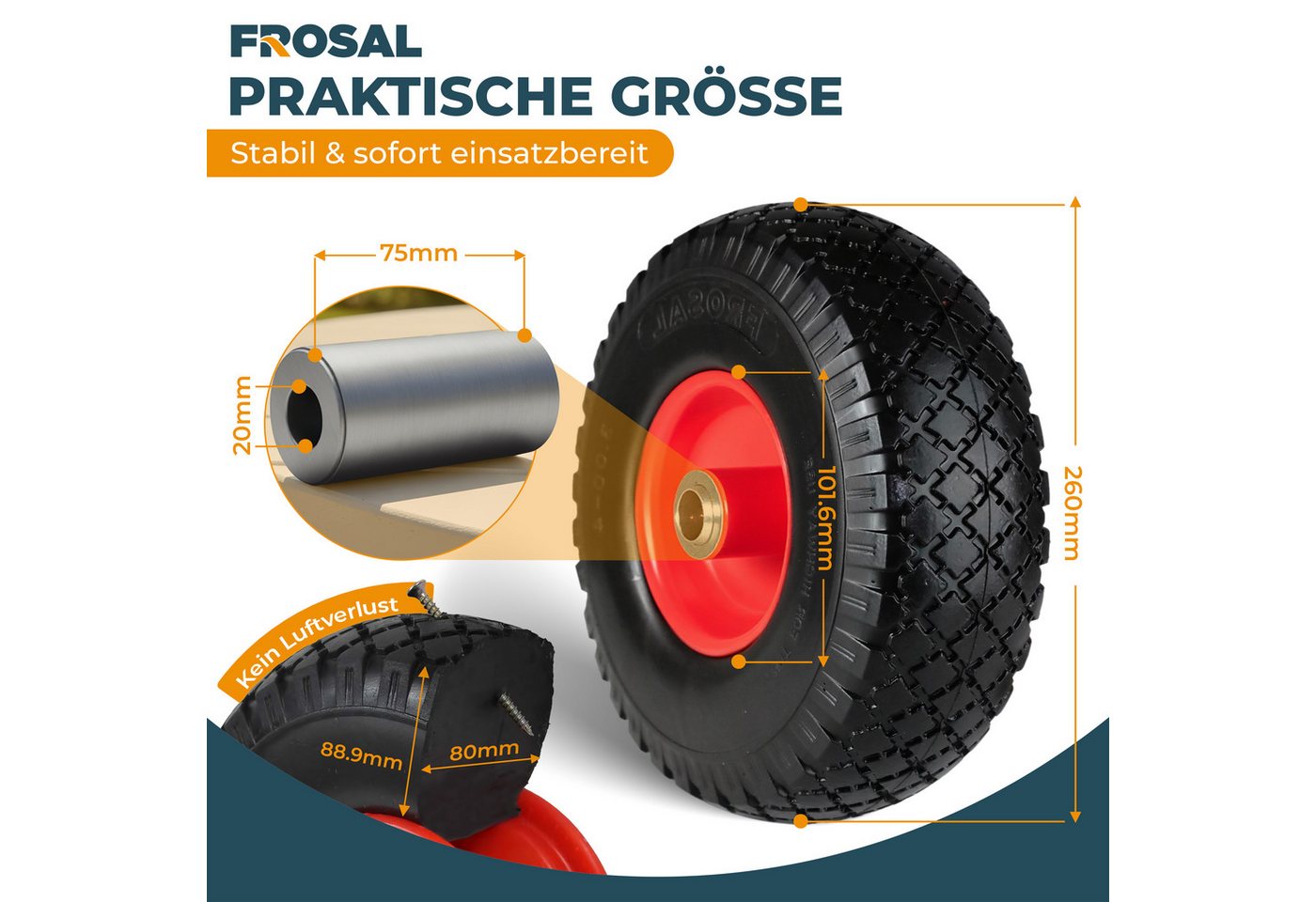 Frosal Ersatzrad FROSAL pannensichere Ersatzräder 260×80 mm (1 St), pannensicher Bild 2