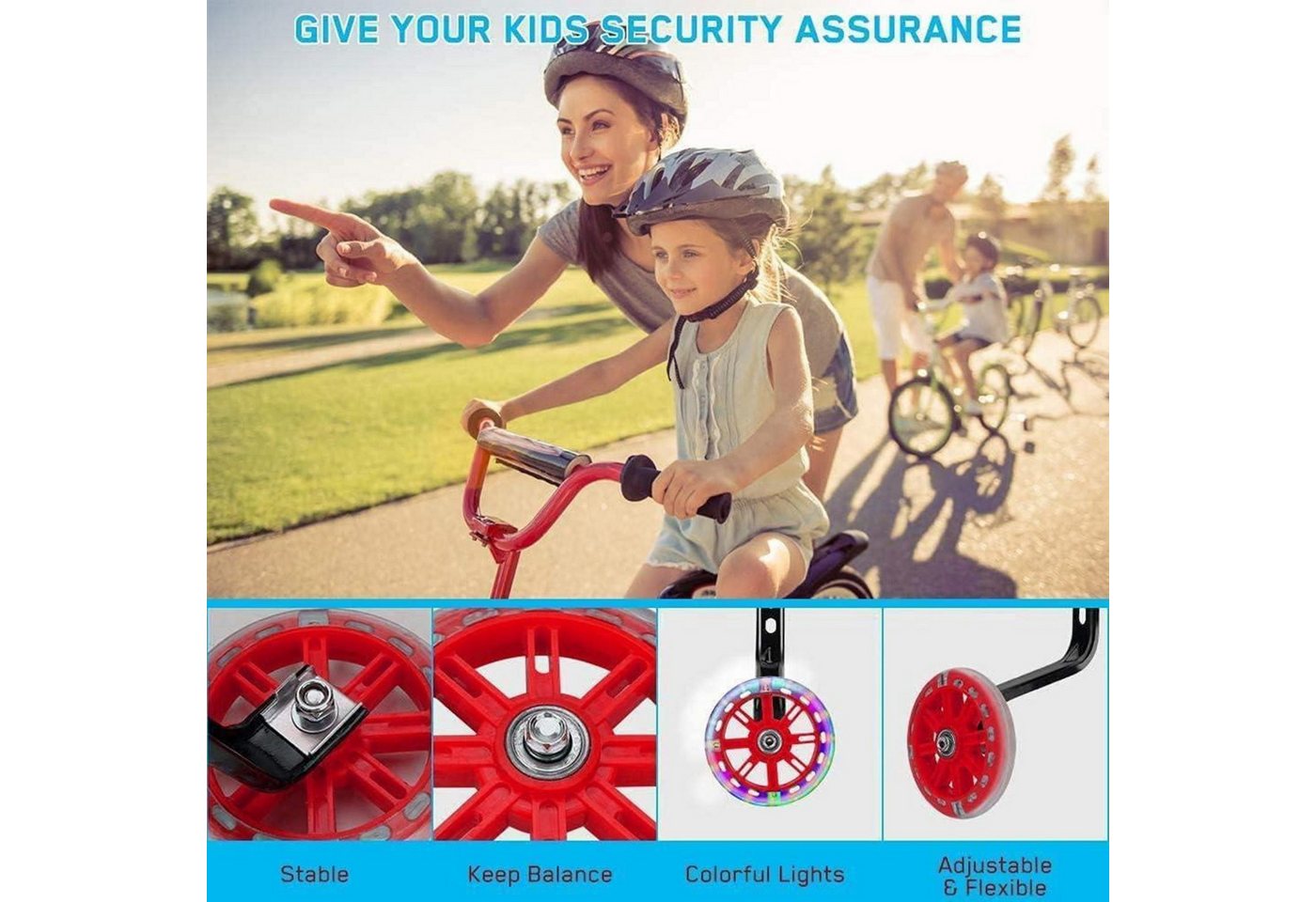 LuxusKollektion Fahrrad-Stützrad Stützräder Kinderfahrrad Erwachsene Universal Rot-1 Bild 2