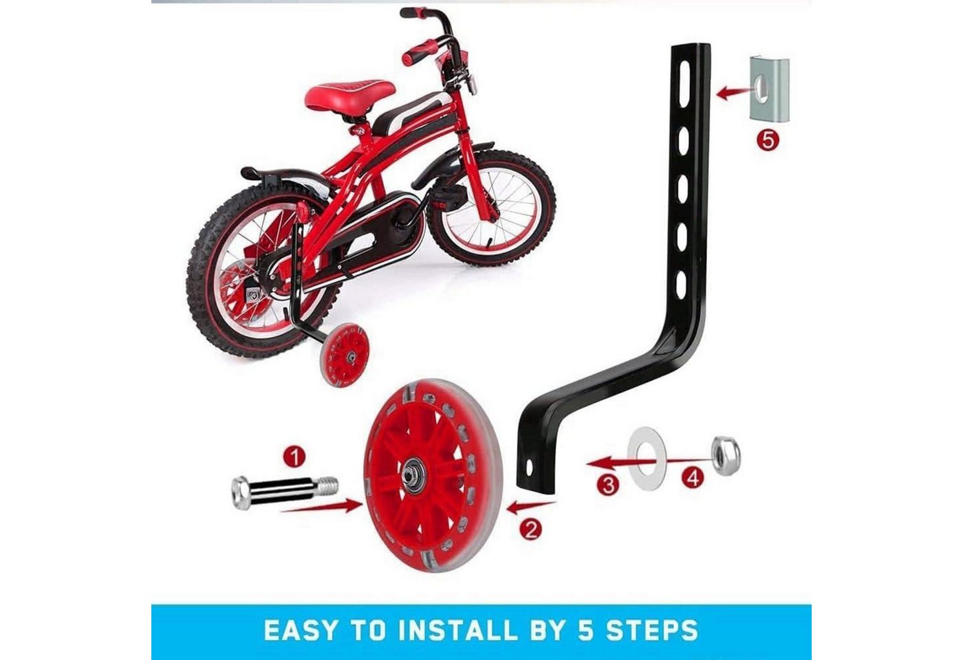 LuxusKollektion Fahrrad-Stützrad Stützräder Kinderfahrrad Erwachsene Universal Rot-1 Bild 5