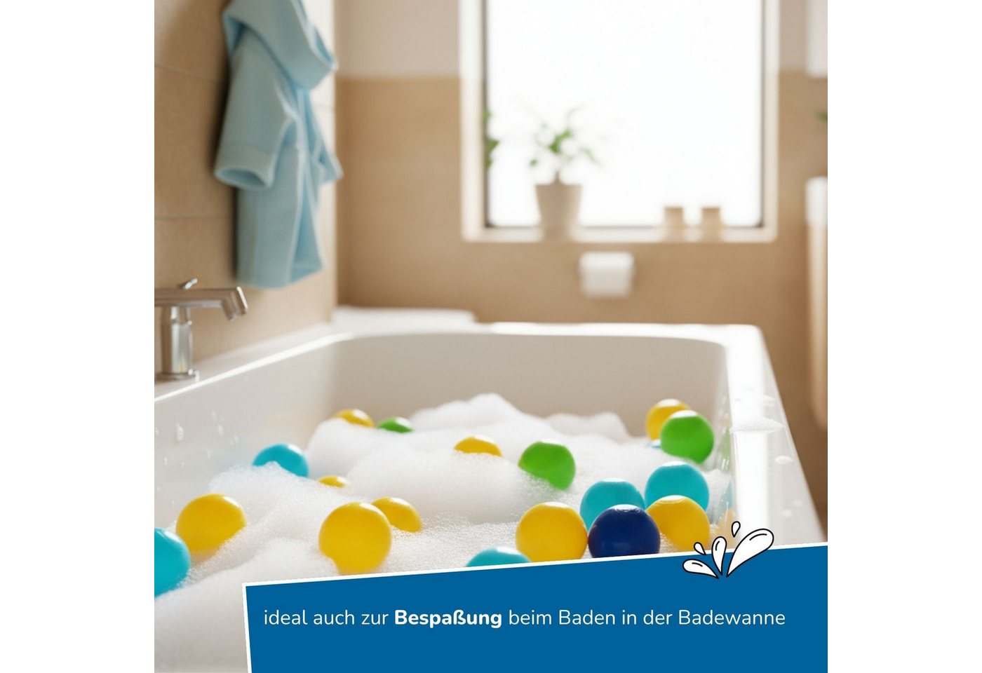 alldoro Bällebad-Bälle 300 bunte Bälle Ø 6 cm mit Tragetasche für Bällebad, Spielzelt & Pool, Spielbälle aus ungiftigem PE-Kunststoff, in Grün, Gelb, Blau & Türkis Bild 2
