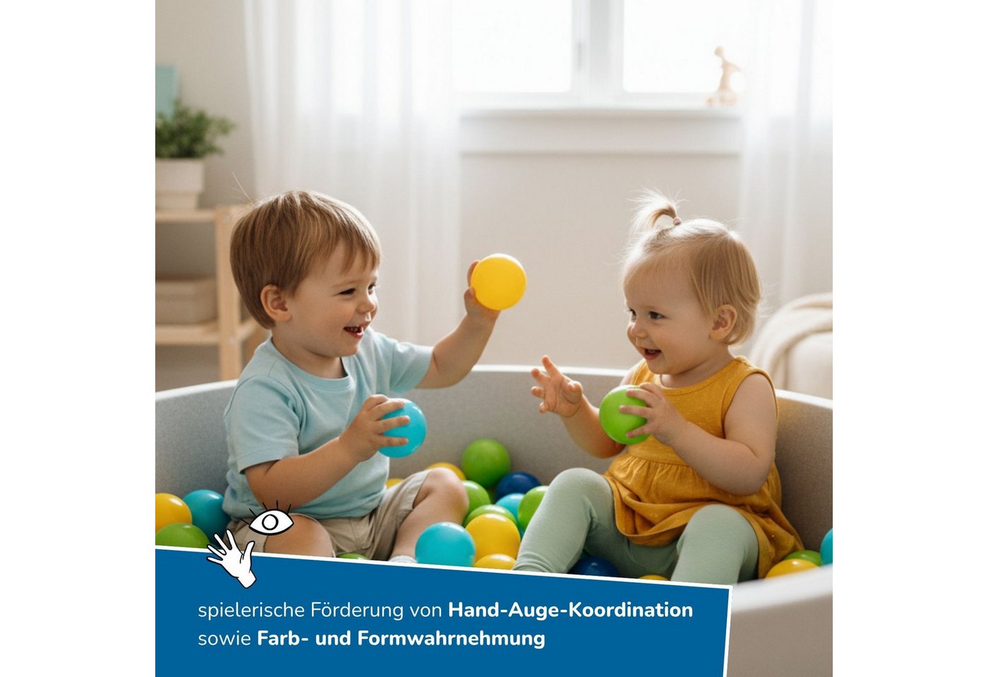 alldoro Bällebad-Bälle 300 bunte Bälle Ø 6 cm mit Tragetasche für Bällebad, Spielzelt & Pool, Spielbälle aus ungiftigem PE-Kunststoff, in Grün, Gelb, Blau & Türkis Bild 4