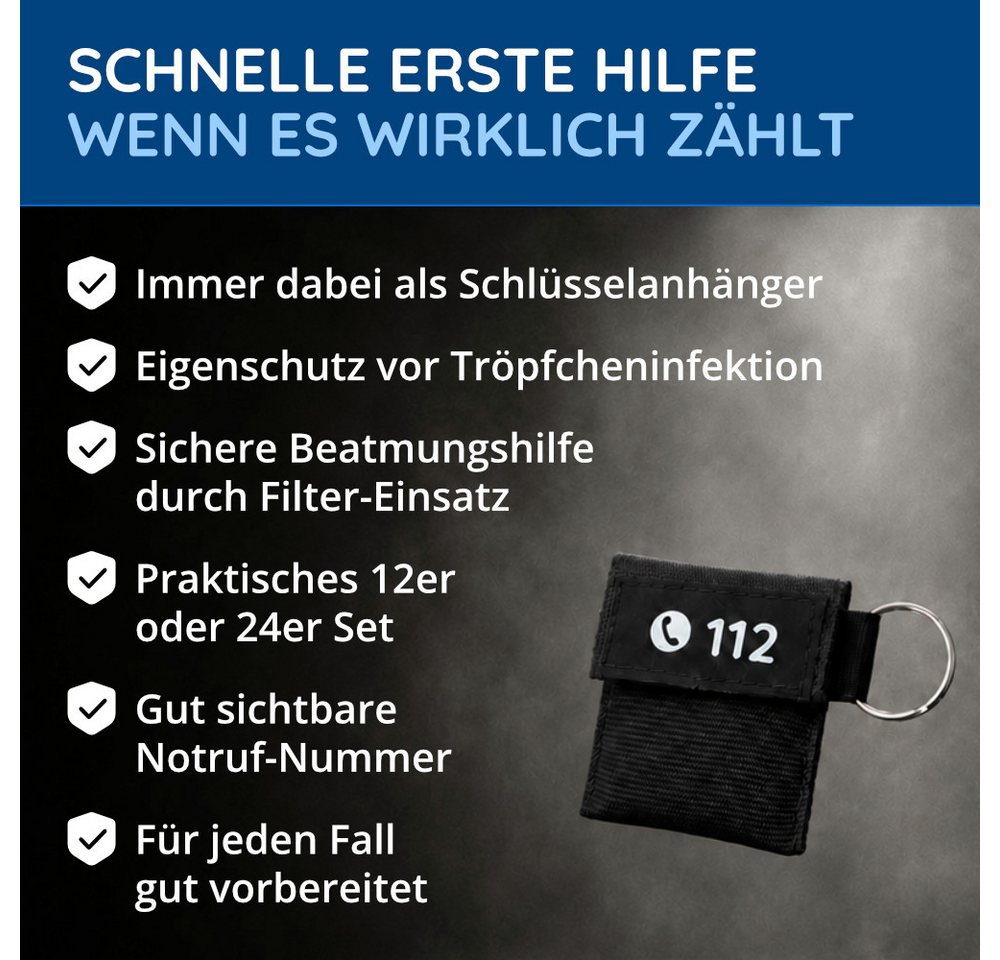FLEXEO Erste-Hilfe-Set 12 Beatmungstücher, inkl. Schlüsselanhänger., (Set, 12 St), praktischer Schlüsselanhänger Bild 2
