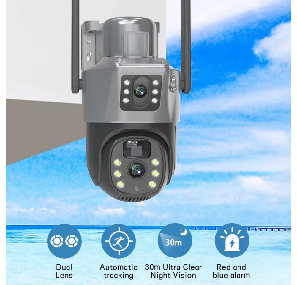 Athlix Überwachungskamera Kabellose Outdoor PTZ-Solarkamera 4K Dual-Lens (Outdoor, Indoor, 360°-Rundumsicht & Automatische Verfolgung, Zwei-Wege-Audio) Bild 5