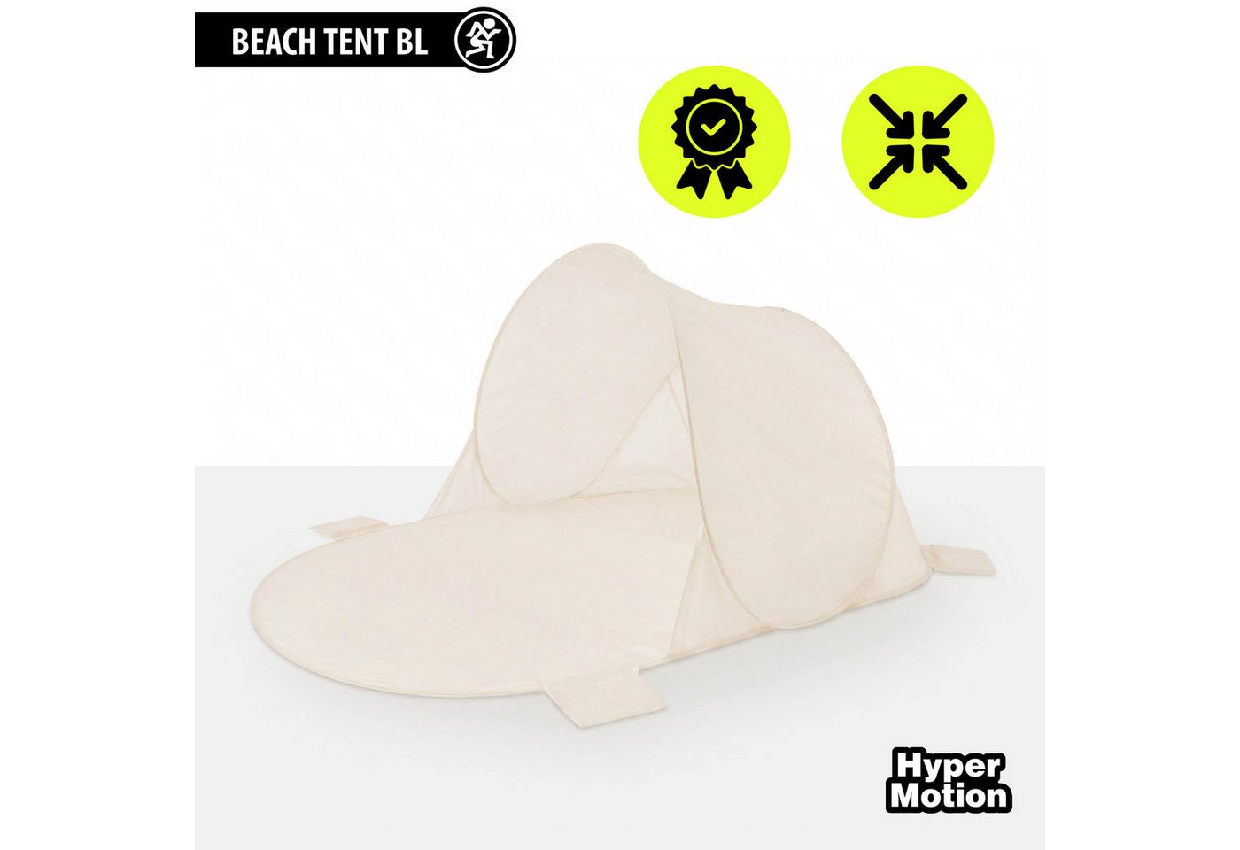 HyperMotion Strandmuschel HyperMotion Pop Up Strandmuschel 200x130x90 cm Beige mit Tragetasche Bild 2