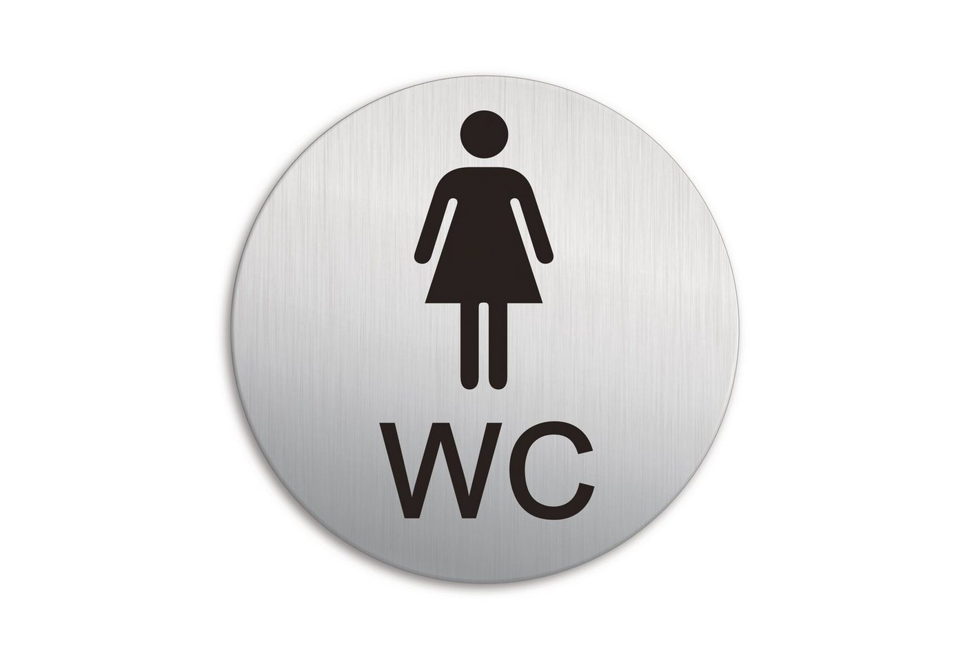 OFFORM DESIGN Hinweisschild Toilette WC Damen Ø 100 mm Aluminium Edelstahloptik selbstklebend, (1 St)
