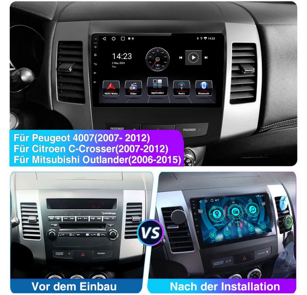 ESSGOO Für Mitsubishi Outlander II, C-Crosser, Peugeot 4007 Doppelknopf USB Autoradio (RDS, Digitalradio (DAB), FM, AM, Carplay Android Auto GPS Navi WIFI BT) Bild 2