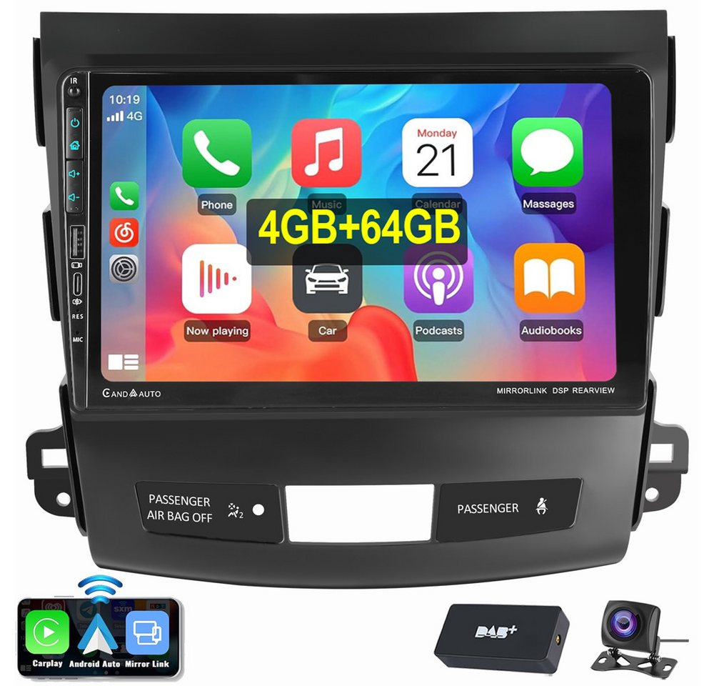 ESSGOO Für Mitsubishi Outlander II, C-Crosser, Peugeot 4007 Doppelknopf USB Autoradio (RDS, Digitalradio (DAB), FM, AM, Carplay Android Auto GPS Navi WIFI BT) Bild 5