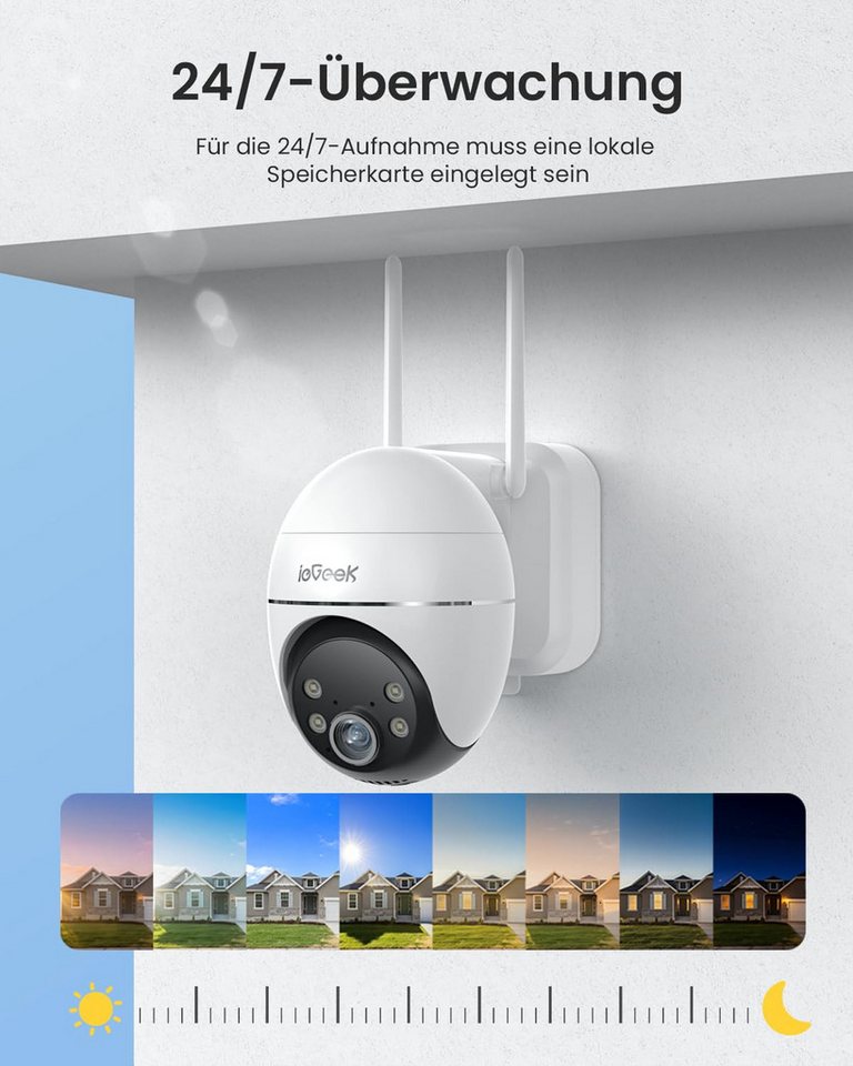 TWUFY Überwachungskamera ieGeek 24/7 AOV Überwachungskamera Aussen mit Auto-Tracking (Outdoor, Außenbereich, außen, Aussen, 5W Solarpanel & 9000mAh Akku, 30m Farbnachtsicht, 1-tlg., 2.5K 4MP 360° PTZ Kamera Solar, Camera Outdoor WLAN Kabellos mit Intelligente Erkennung) Bild 3