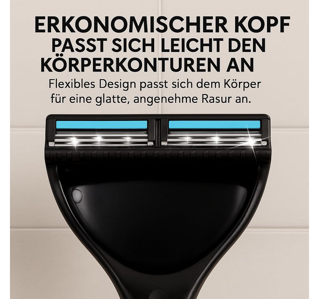 Fyrove Haarschneider Rückenrasierer Für Männer, Ergonomisch, 6 Klingenreihen, Langem Griff, Verstellbarer Langgriff, Nass- und Trockenrasur, wasserfester Bild 2