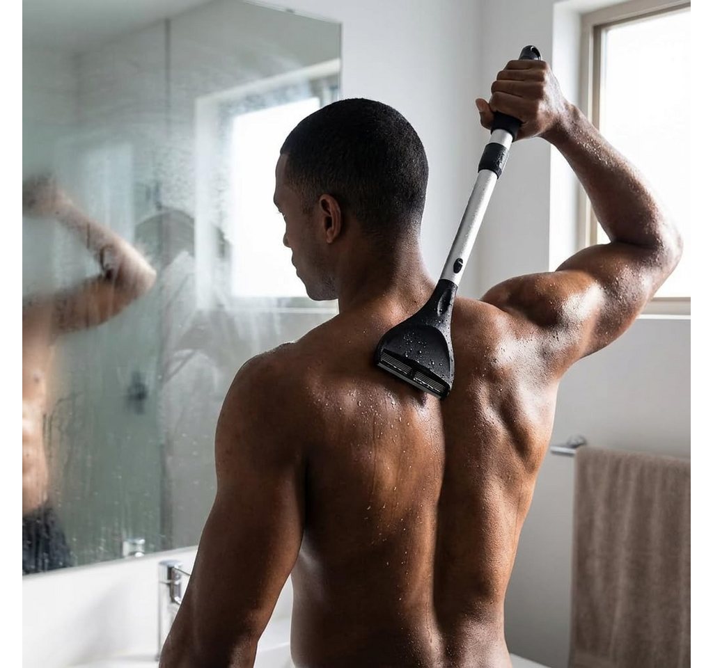 Fyrove Haarschneider Rückenrasierer Für Männer, Ergonomisch, 6 Klingenreihen, Langem Griff, Verstellbarer Langgriff, Nass- und Trockenrasur, wasserfester Bild 4