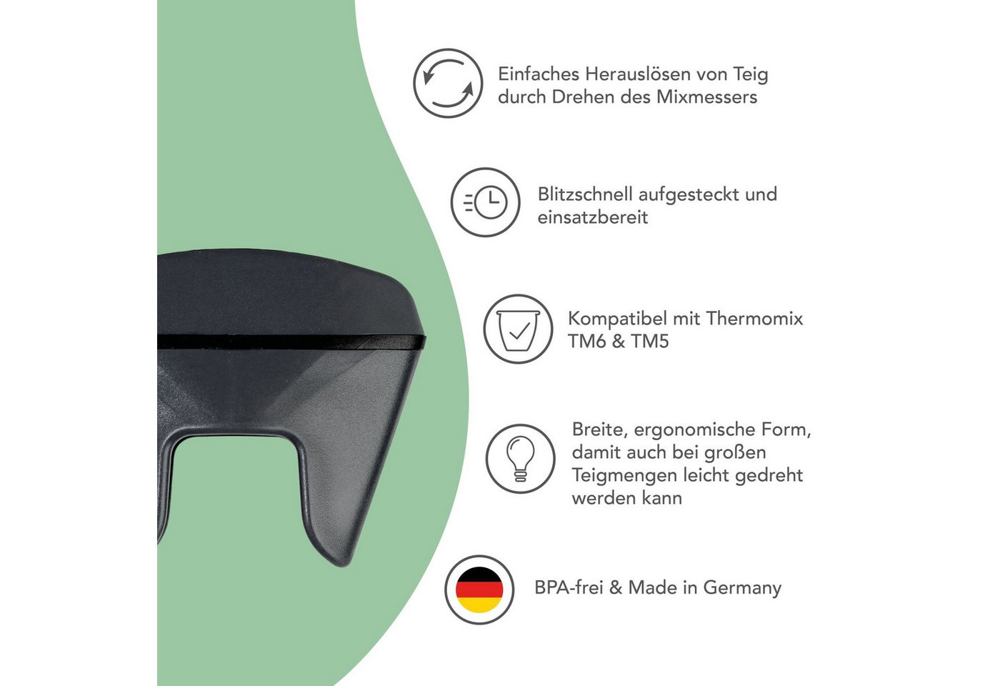 Wundermix Küchenmaschinen-Adapter TeigTwister® V2 Messerdrehhilfe für Thermomix, Zubehör für TM7, TM6, TM5, Einfache Entnahme von Teig aus Mixtopf Bild 5
