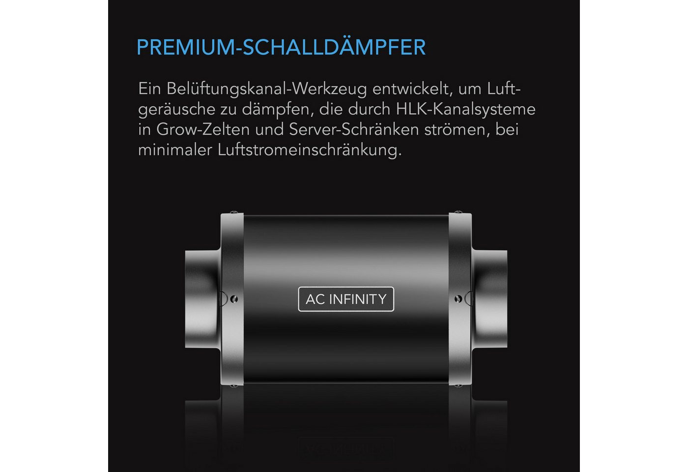 AC INFINITY Abluft-Set AC Infinity Rohrschalldämpfer, Zubehör für AC Infinity Inline-Rohrventilatoren, Rohrschalldämpfer, 100 mm