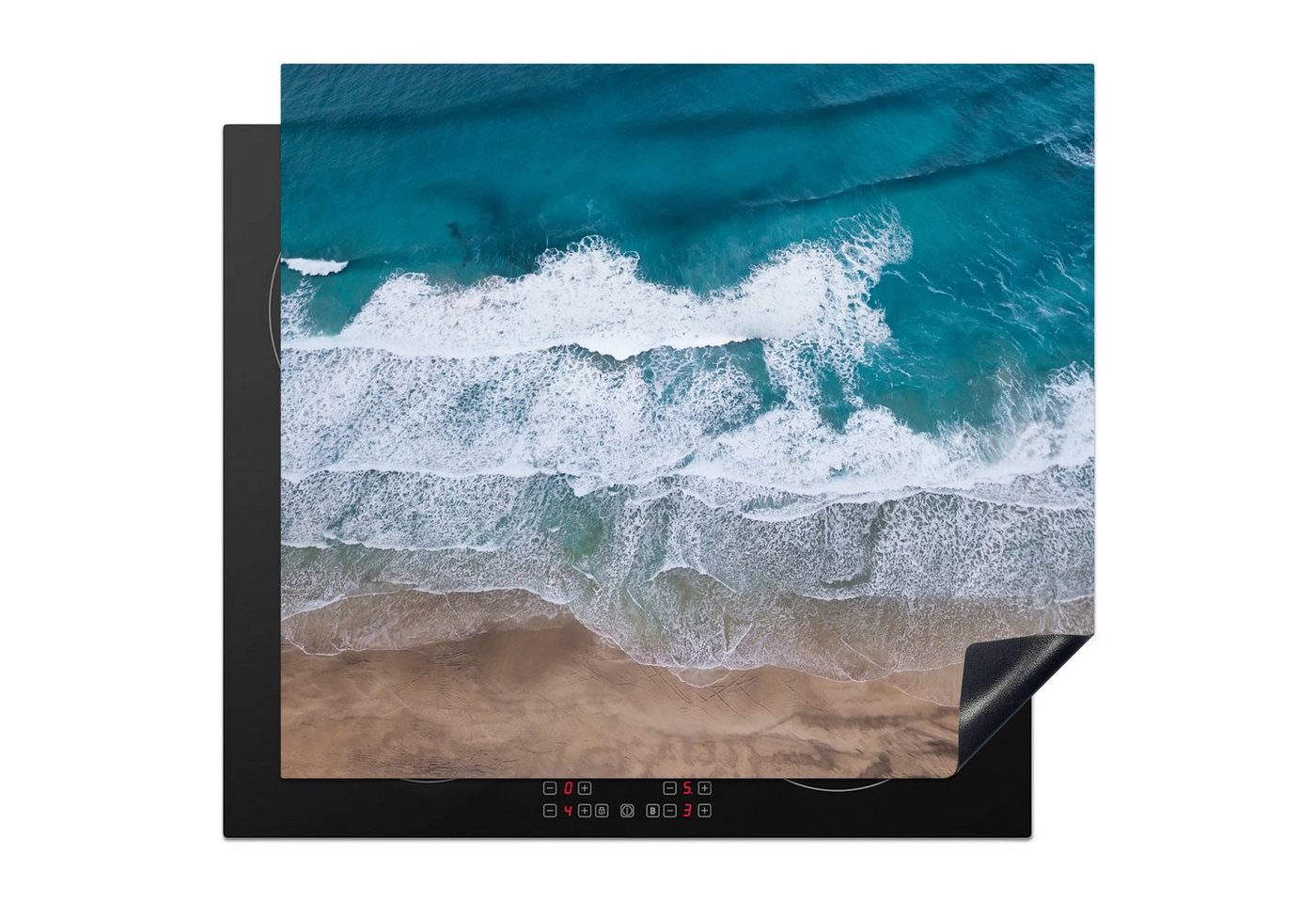 MuchoWow Herd-Abdeckplatte Strand - Meer - Wasser - Blau, Vinyl, (1 tlg), Abdeckplatte für Ceranfeld, Herd Inductionsmatte, 57.6x51.6 cm Bild 5