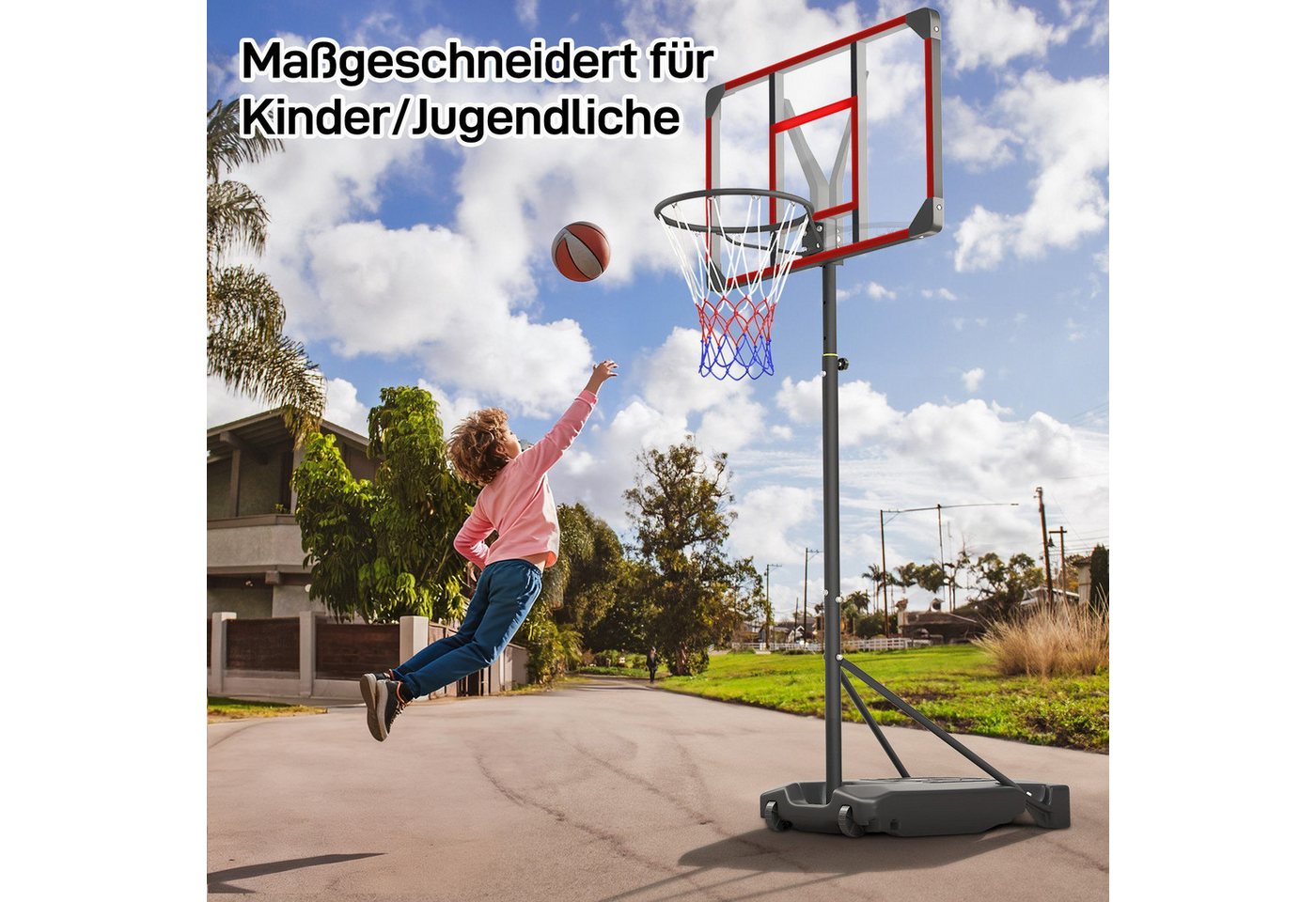 Yohood Basketballkorb 147–260cm Indoor Outdoor Basketballständer für Teenager mit Rollen Bild 2