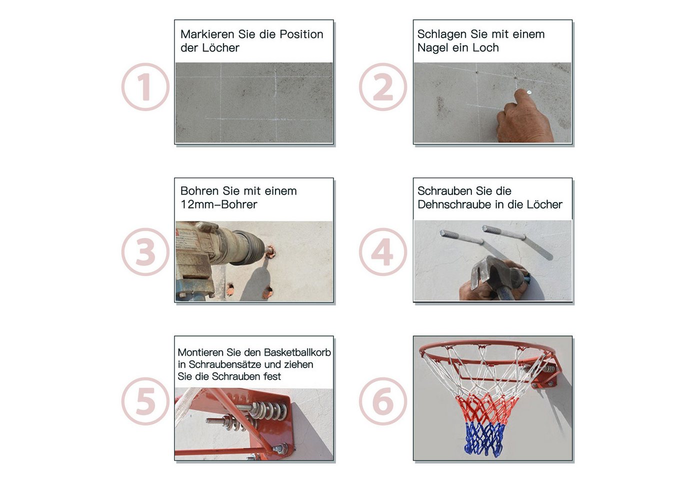 Yohood Basketballkorb Massiv 45 cm mit Basketballnetz für Innen- und Außenbereich Bild 2