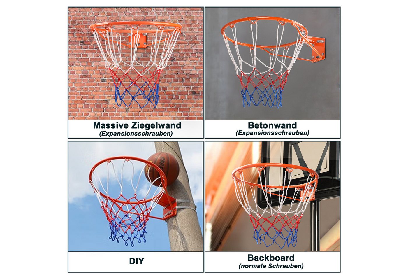 Yohood Basketballkorb Massiv 45 cm mit Basketballnetz für Innen- und Außenbereich Bild 4